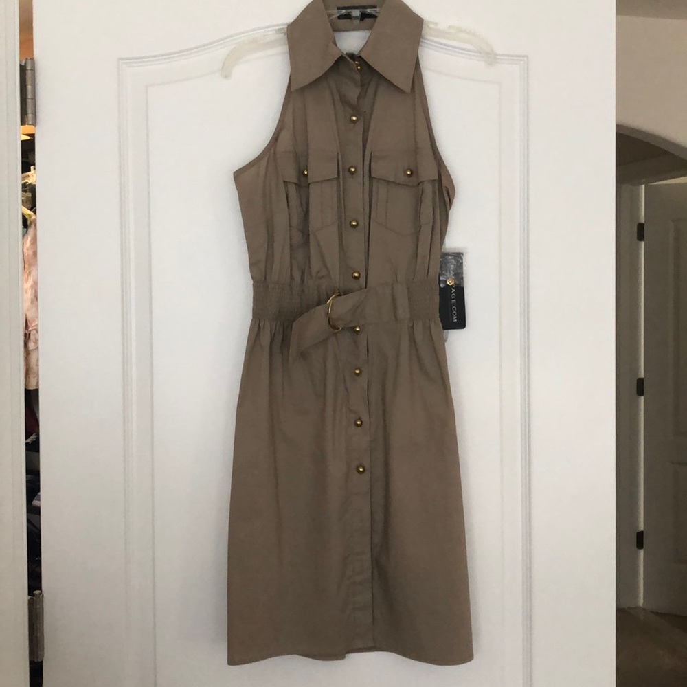 Rampage khaki button down dress